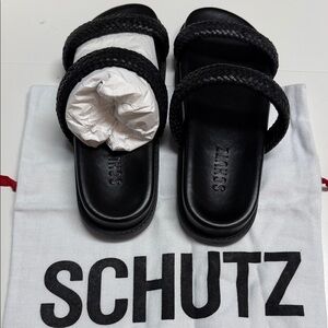 SCHUTZ Black Braided Sandals